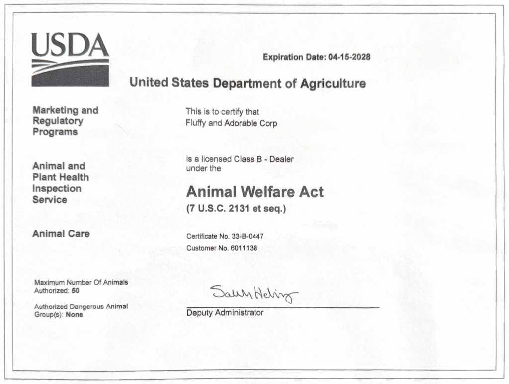 License USDA
